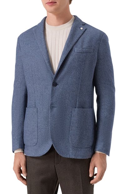 Пиджак из шерсти и хлопка L.B.M. 1911 синего цвета по цене 98550 руб., арт. 2887/55515, фото 4 Пиджак из шерсти и хлопка L.B.M. 1911, арт. 2887/55515, фото 4