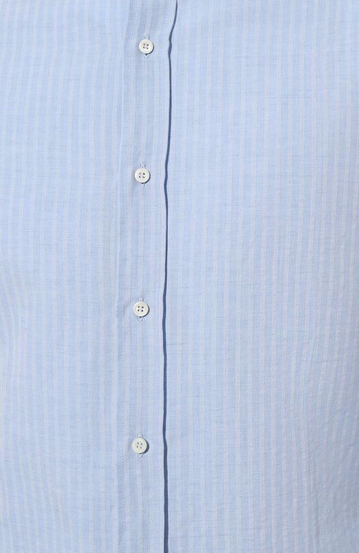 Рубашка из хлопка и льна Brunello Cucinelli MM6380028 Голубой  MM6380028 Фото 5