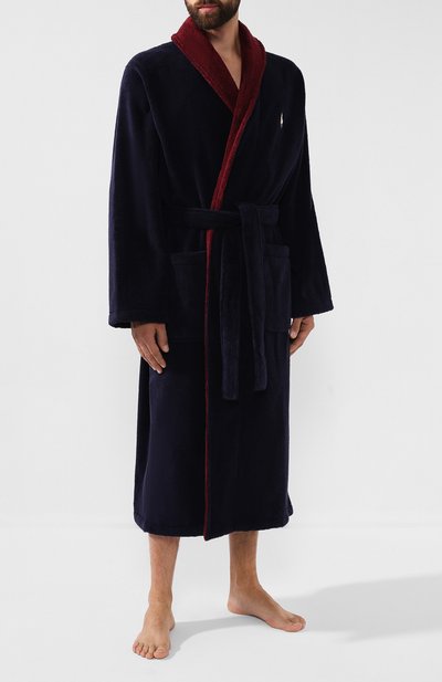 Хлопковый халат POLO RALPH LAUREN темно-синего цвета по цене 18950 руб., арт. 714753012, фото 2 Хлопковый халат POLO RALPH LAUREN, арт. 714753012, фото 2