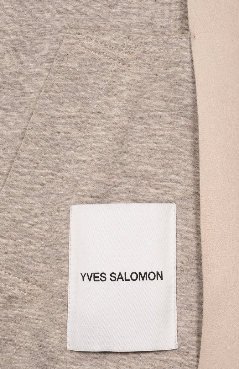 Женский кожаный бомбер YVES SALOMON кремового цвета, арт. 25EFV03169K47W/A1013 | Фото 7 (Рукава: Длинные; Длина (верхняя одежда): Короткие; Материал подклада: Вискоза; Материал внешний: Натуральная кожа; Стили: Кэжуэл; Женское Кросс-КТ: Замша и кожа; Кросс-КТ: Куртка, Легкие; Автоматизация ТО: Проставлено; Автоматизация состава: Проставлено)