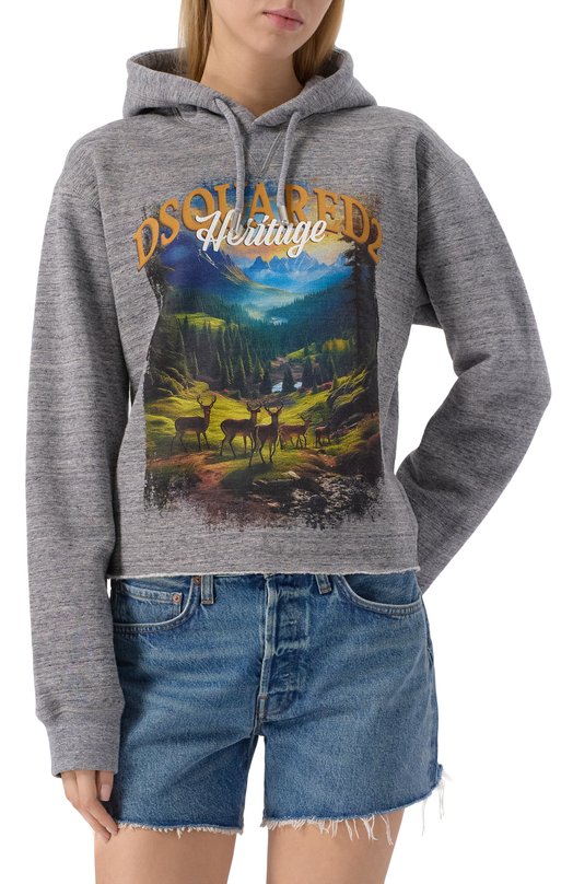 Хлопковое худи Dsquared2 S75GU0608/S25477 Серый  S75GU0608/S25477 Фото 3