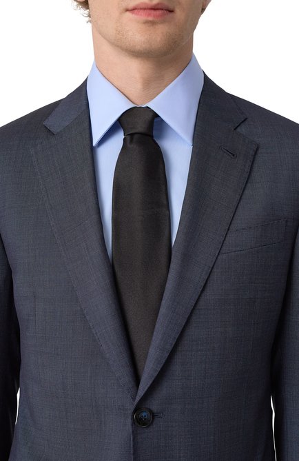 Мужской шелковый галстук ZEGNA черного цвета, арт. 1P8/E8D60T | Фото 2 (Материал: Шелк, Текстиль; Нос: Не проставлено; Материал сплава: Проставлено)