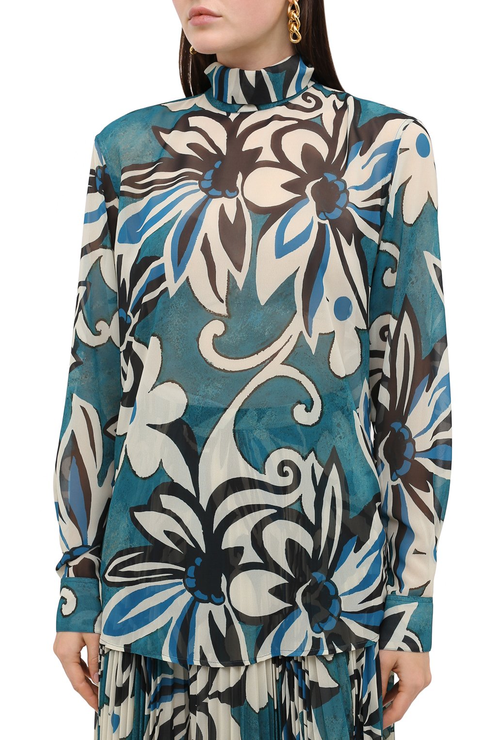 Блузка DRIES VAN NOTEN голубого цвета по цене 58800 руб., арт. 202-30782-1062, фото 3 Блузка DRIES VAN NOTEN, арт. 202-30782-1062, фото 3