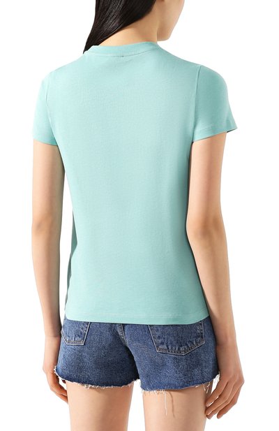 Хлопковая футболка KENZO бирюзового цвета по цене 21150 руб., арт. FA52TS821936, фото 4 Хлопковая футболка KENZO, арт. FA52TS821936, фото 4