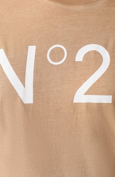 Хлопковая футболка N21 бежевого цвета по цене 21250 руб., арт. 19I N2M0/F041/4203, фото 5 Хлопковая футболка N21, арт. 19I N2M0/F041/4203, фото 5