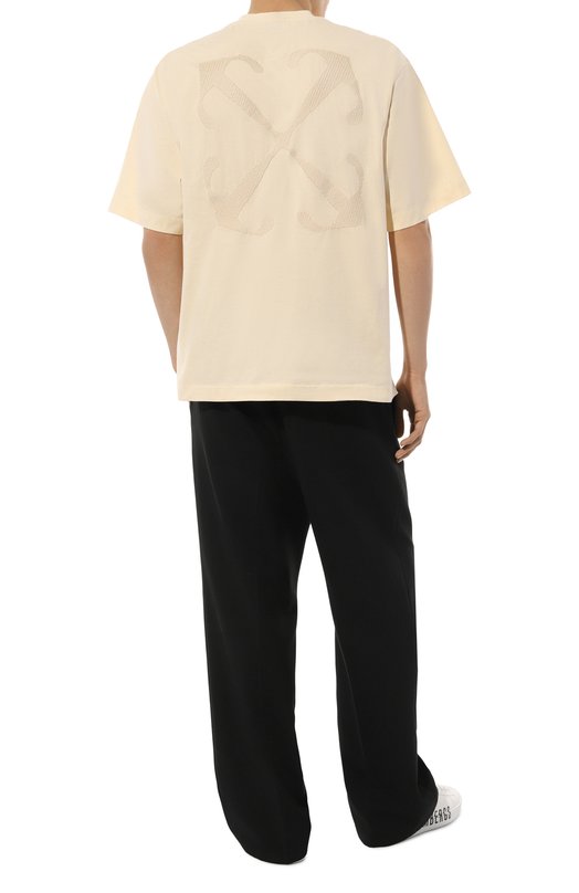 Хлопковая футболка Off-White 0MAA120S24JER004 Бежевый  0MAA120S24JER004 Фото 2