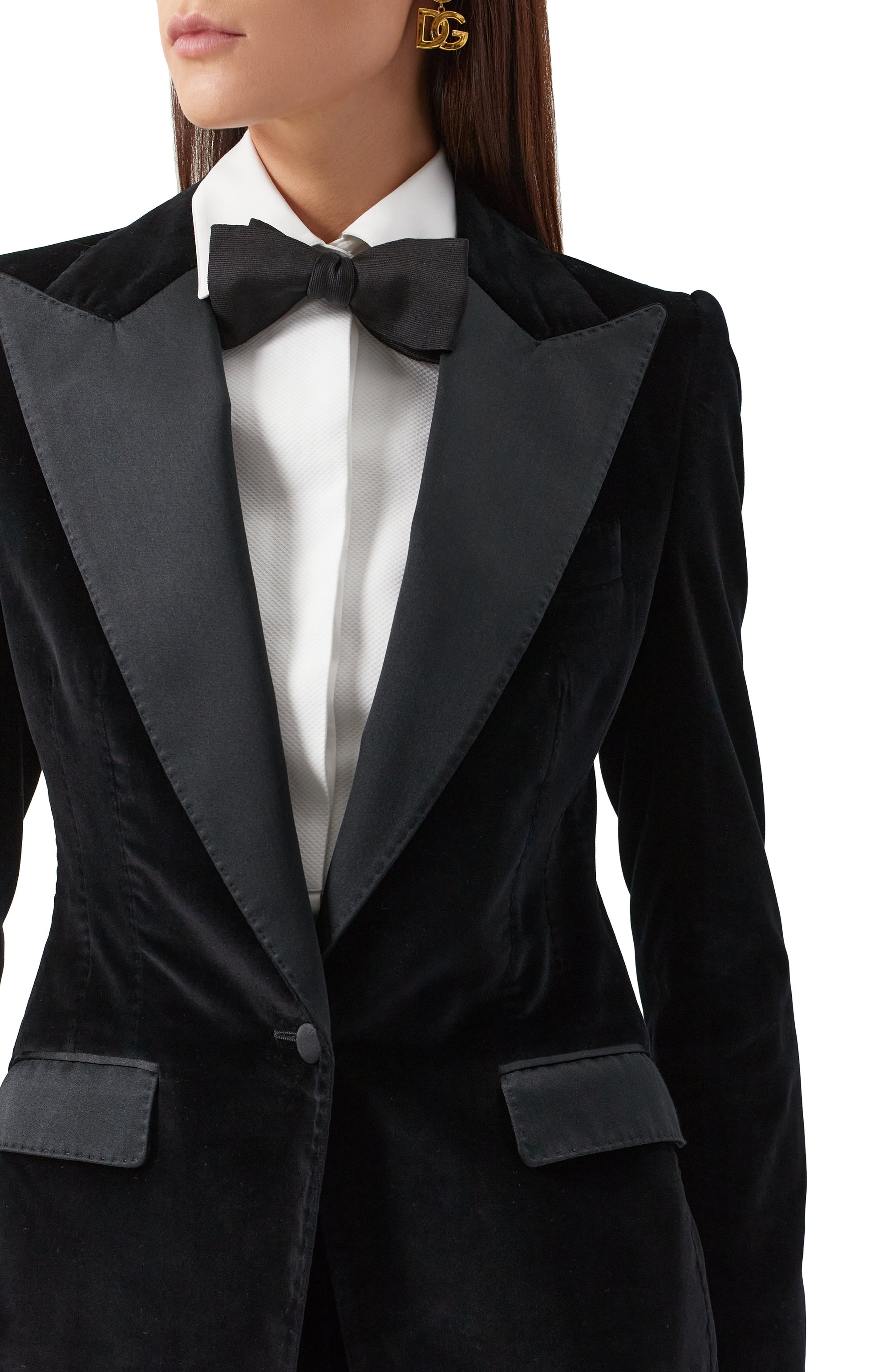 Бархатный жакет DOLCE & GABBANA черного цвета по цене 351500 руб., арт. F2942T/FUVG7, фото 5 Бархатный жакет DOLCE & GABBANA, арт. F2942T/FUVG7, фото 5