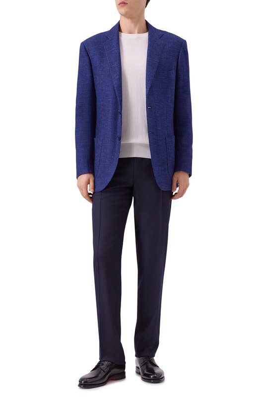 Пиджак из шерсти и шелка Kiton UG81K0170E03 Синий  UG81K0170E03 Фото 3