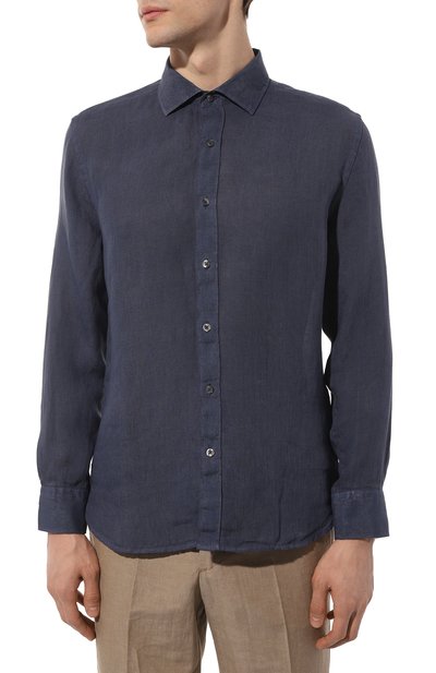 Льняная рубашка 120% LINO темно-синего цвета по цене 26350 руб., арт. Y0M1311/0000115/S00, фото 3 Льняная рубашка 120% LINO, арт. Y0M1311/0000115/S00, фото 3