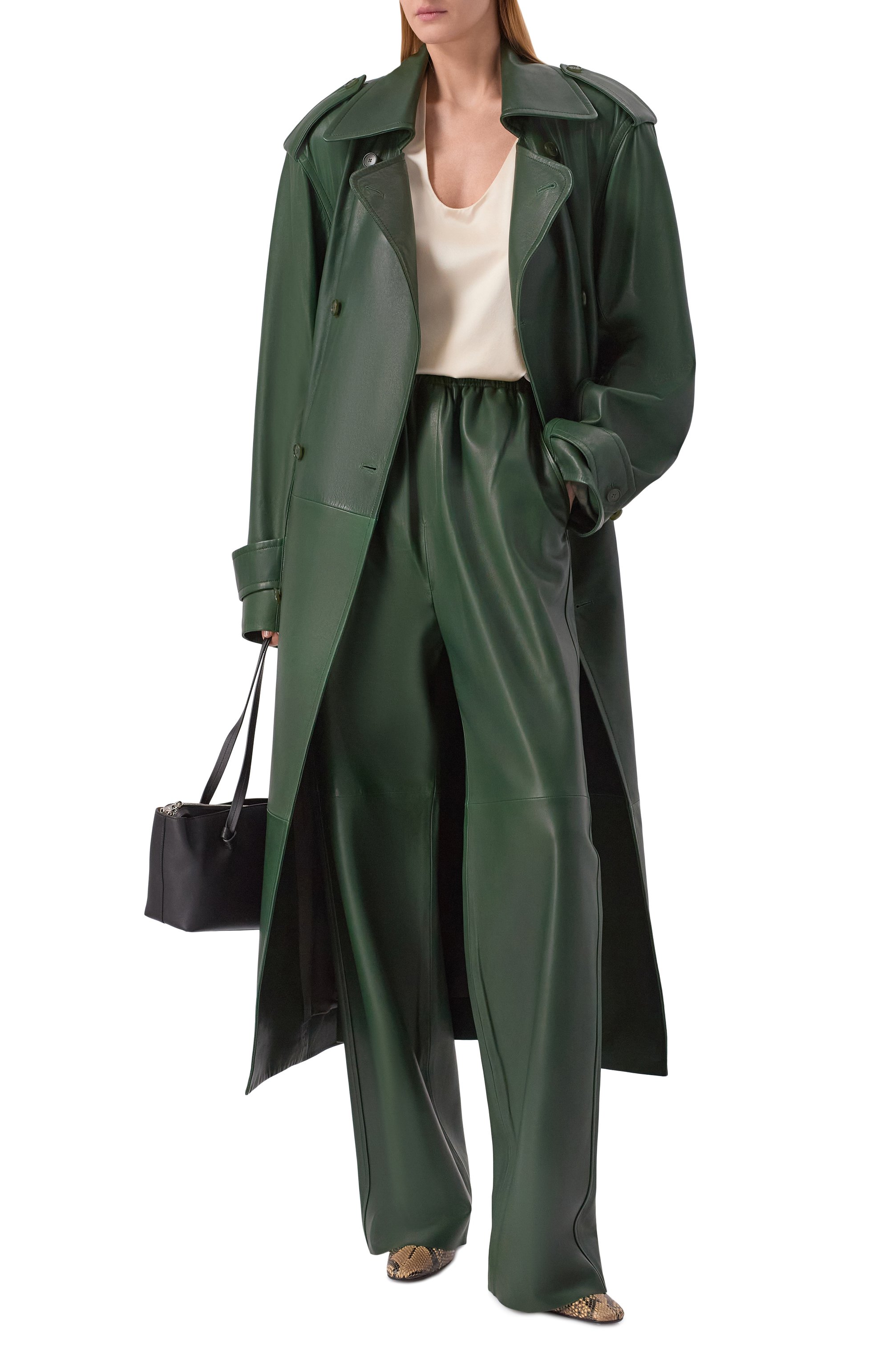 Кожаный тренч PETAR PETROV зеленого цвета по цене 695000 руб., арт. S26LM1, фото 2 Кожаный тренч PETAR PETROV, арт. S26LM1, фото 2