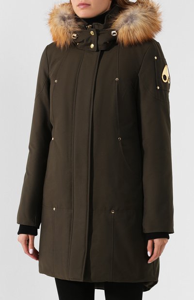 Пуховик с меховой отделкой MOOSE KNUCKLES хаки цвета по цене 131500 руб., арт. M39LP203GH, фото 3 Пуховик с меховой отделкой MOOSE KNUCKLES, арт. M39LP203GH, фото 3