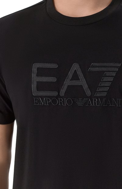 Хлопковая футболка EA7 черного цвета по цене 7995 руб., арт. 7M000898/AF10375, фото 5 Хлопковая футболка EA7, арт. 7M000898/AF10375, фото 5
