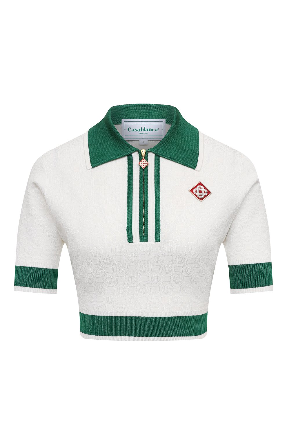 Поло из вискозы CASABLANCA белого цвета по цене 54100 руб., арт. WPS24-KW-589-01, фото 1 Поло из вискозы CASABLANCA, арт. WPS24-KW-589-01, фото 1