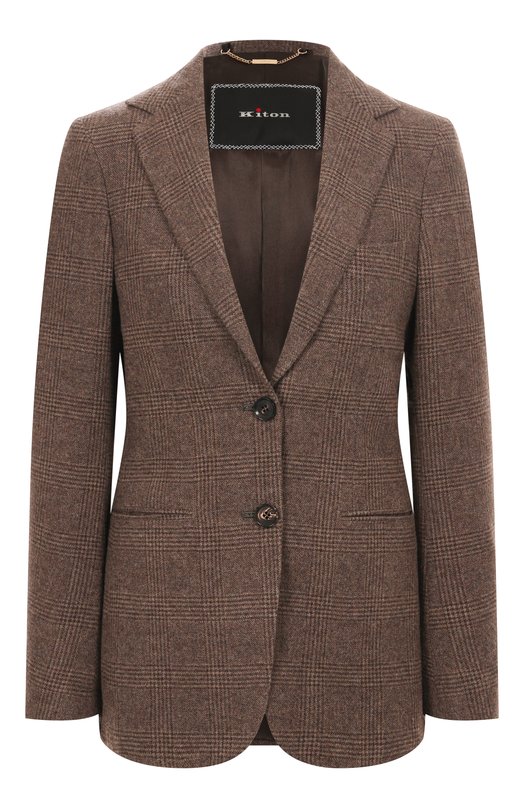 Жакет из шерсти и кашемира Kiton D58504K0550G02 Коричневый D58504K0550G02
