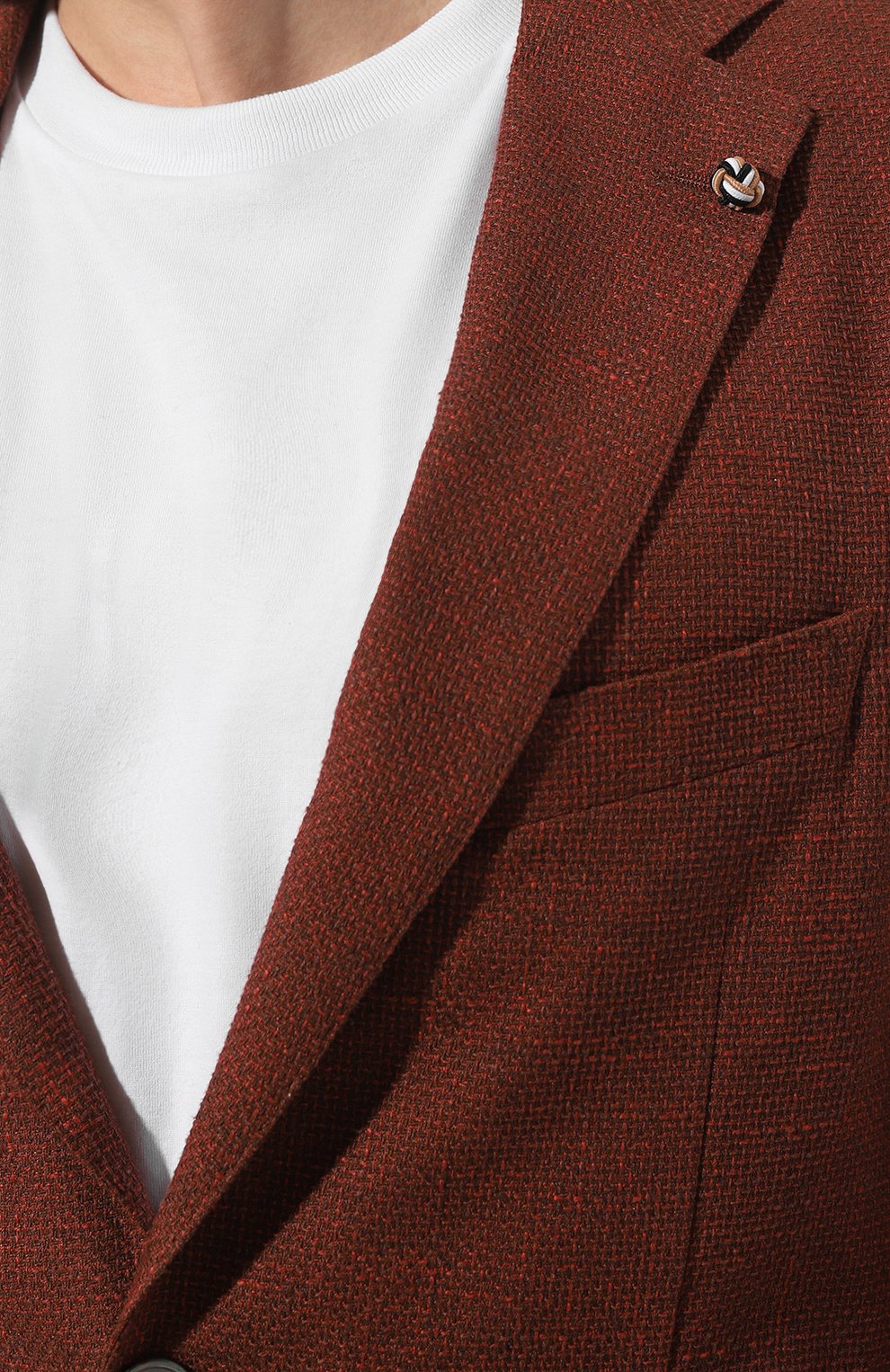 Пиджак из хлопка и вискозы BOSS коричневого цвета по цене 46800 руб., арт. 50497273, фото 5 Пиджак из хлопка и вискозы BOSS, арт. 50497273, фото 5