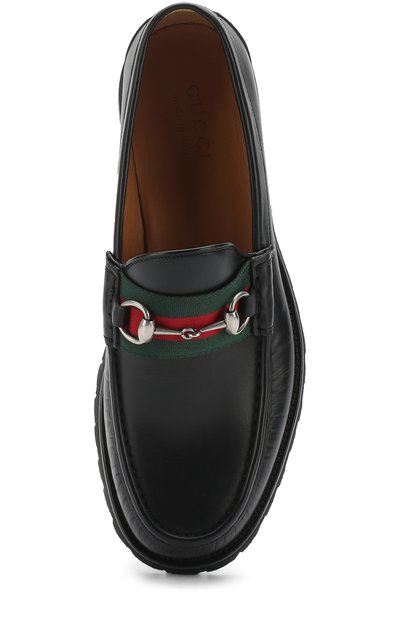 Кожаные лоферы web  с пряжкой-трензелем GUCCI, арт. 496246/ARPA0, фото 5