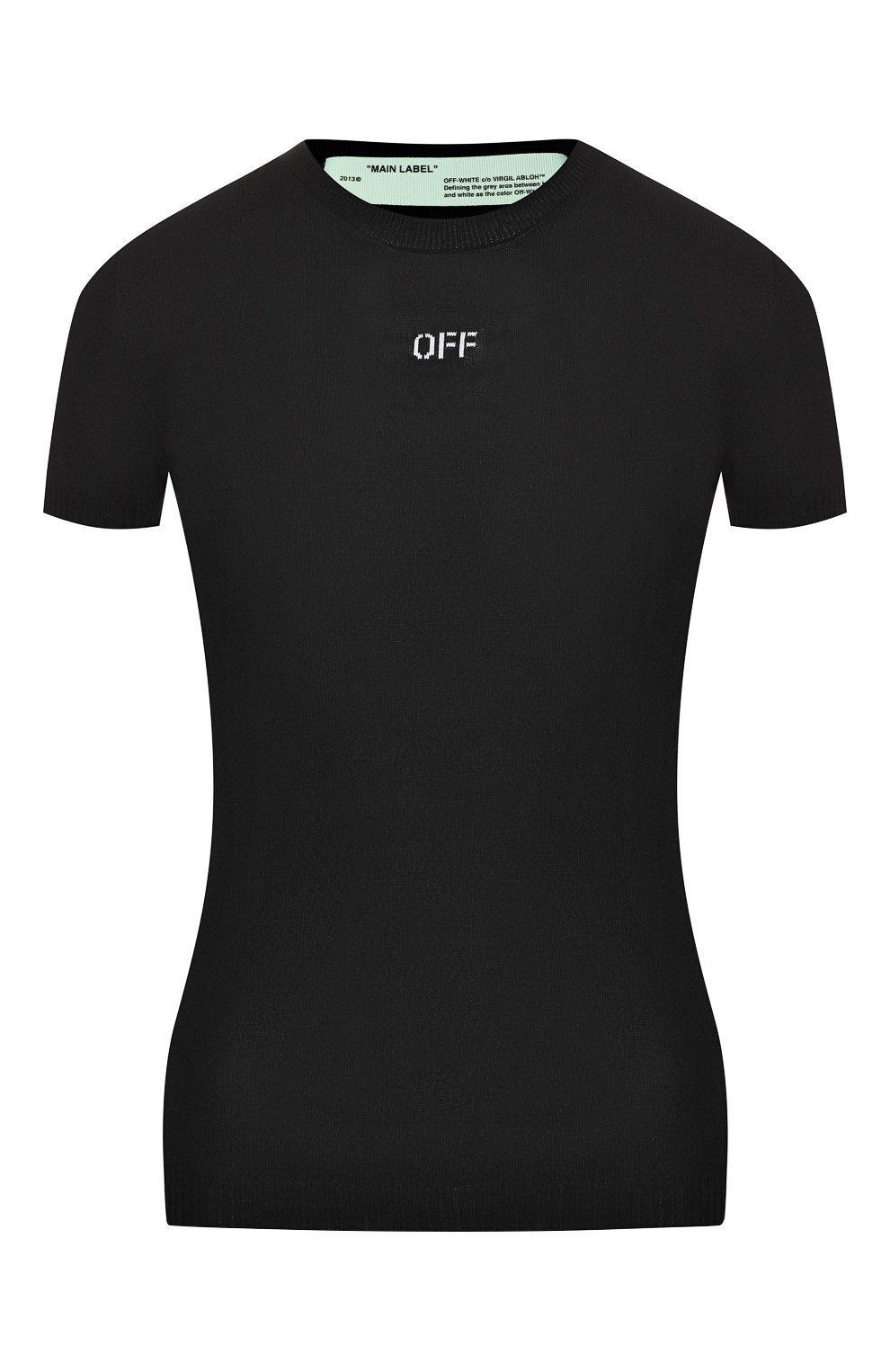 Футболка из вискозы OFF-WHITE черно-белого цвета по цене 32400 руб., арт. 0WHE001R19C980531001, фото 1 Футболка из вискозы OFF-WHITE, арт. 0WHE001R19C980531001, фото 1