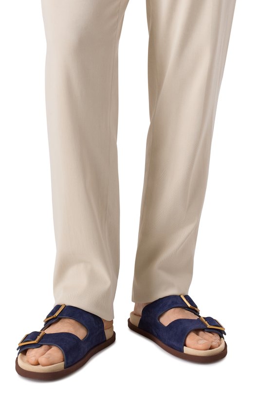 Замшевые шлепанцы Brunello Cucinelli MZUS0LY235 Синий  MZUS0LY235 Фото 3