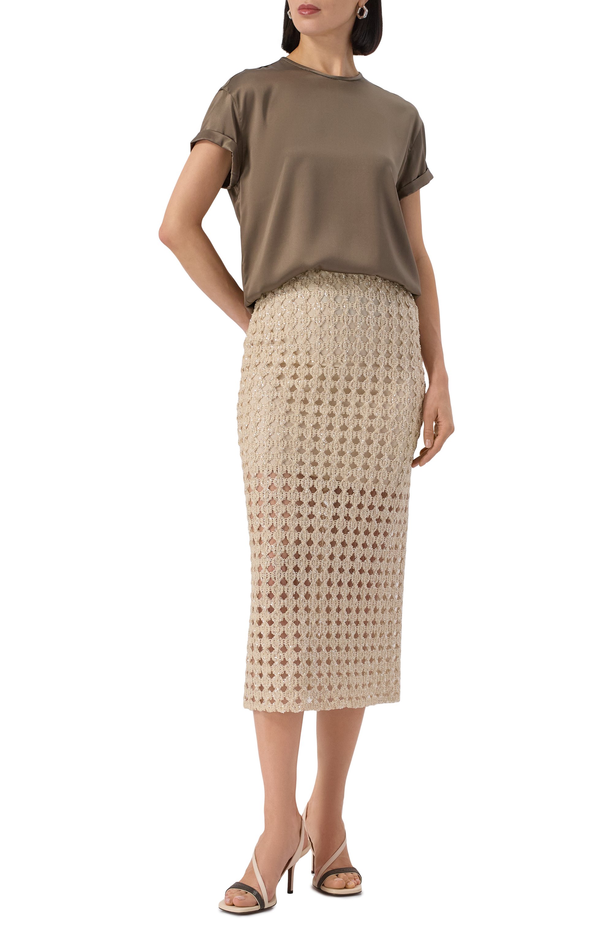 Атласный топ BRUNELLO CUCINELLI, арт. MPC59DE310, фото 2