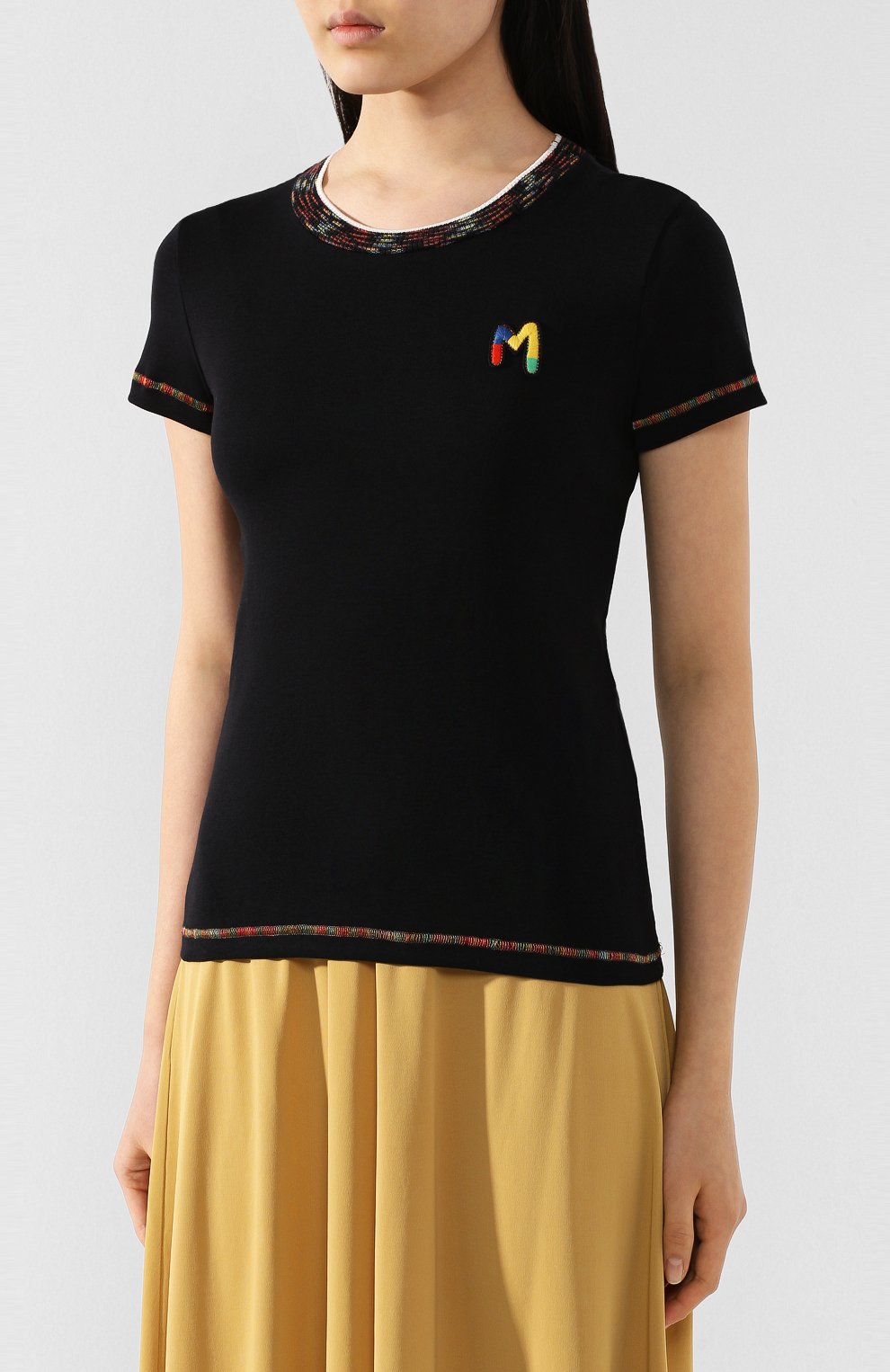 Хлопковая футболка M MISSONI черного цвета по цене 8995 руб., арт. 2DL00025/2J002C, фото 3 Хлопковая футболка M MISSONI, арт. 2DL00025/2J002C, фото 3