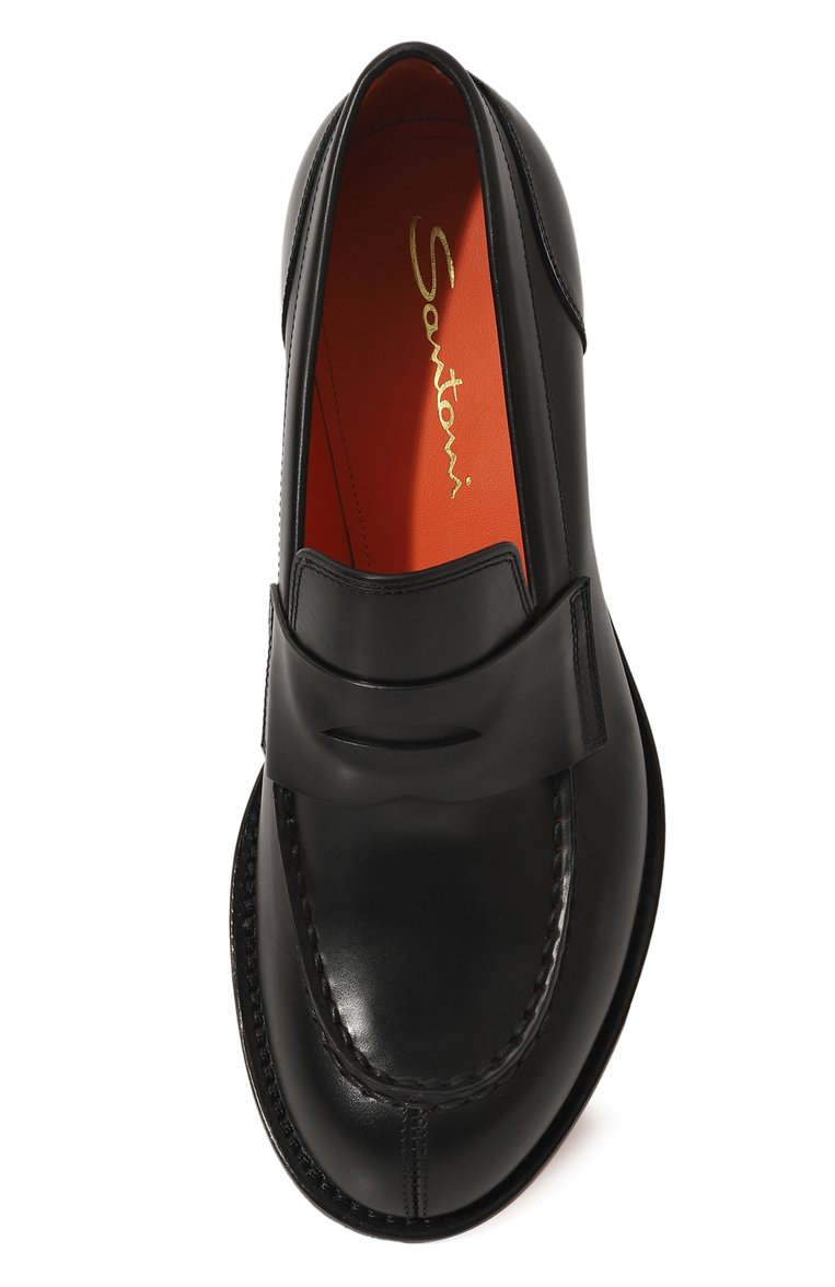 Женские кожаные пенни-лоферы SANTONI черного цвета, арт. WUFL70432BJ2BSV4N01 | Фото 6 (Драгоценные камни: Проставлено; Материал сплава: Проставлено; Материал внутренний: Натуральная кожа; Подошва: Плоская; Каблук высота: Низкий; Материал внешний: Натуральная кожа)