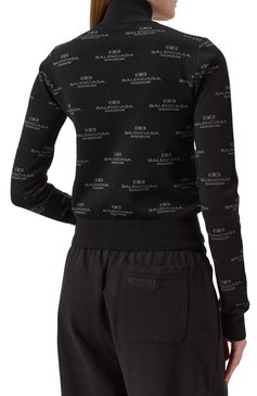 Женский кардиган из шерсти и хлопка BALENCIAGA черного цвета, арт. 812596/T1724 | Фото 4 (Материал внешний: Шерсть, Хлопок; Длина (для топов): Стандартные; Рукава: Длинные; Женское Кросс-КТ: Кардиган-одежда, кардиган-трикотаж; Стили: Гранж; Застежка: Молния)