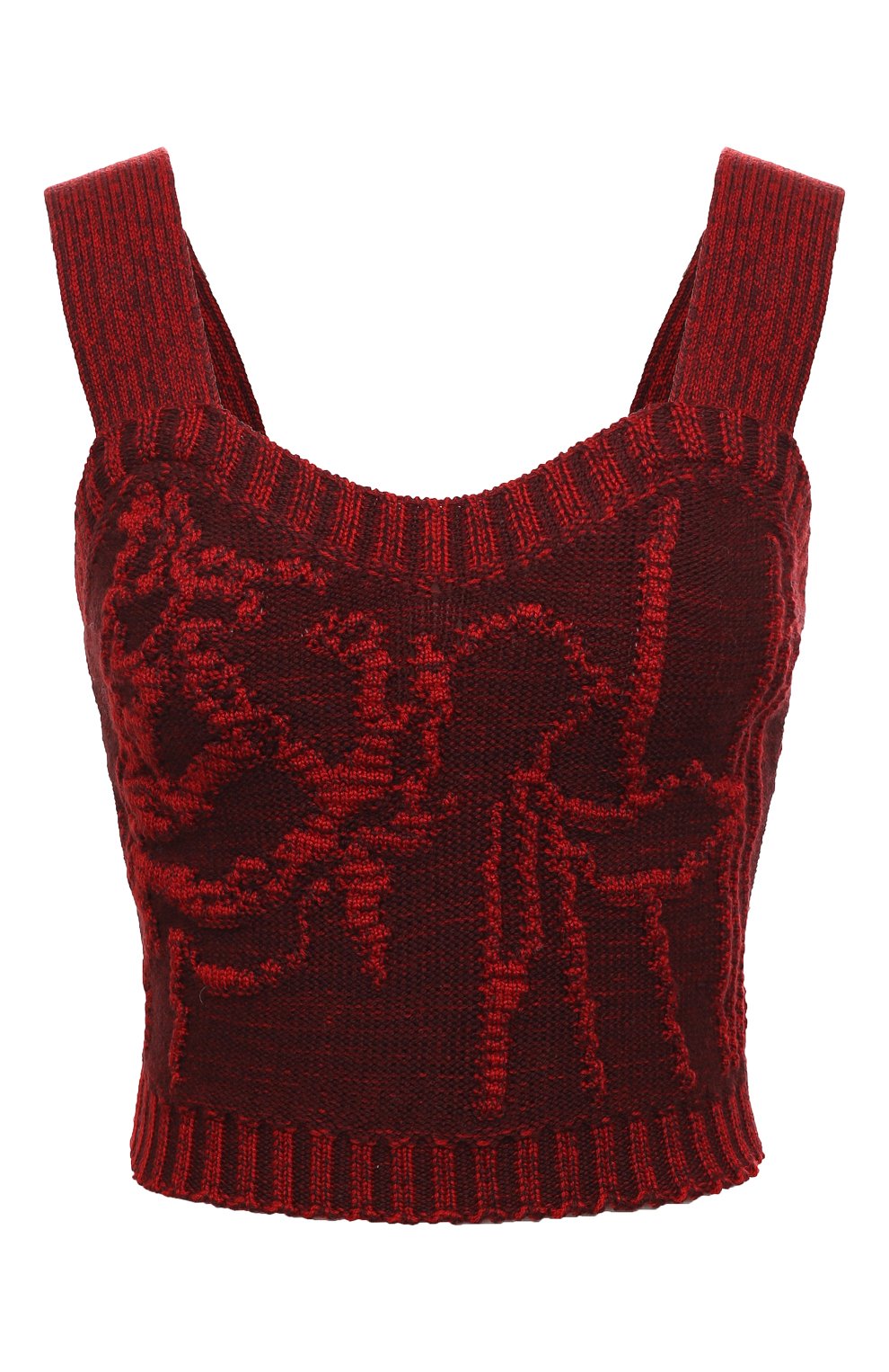 Шерстяной топ AND THE BRAND бордового цвета по цене 29960 руб., арт. W24-TP026-0702-669, фото 1 Шерстяной топ AND THE BRAND, арт. W24-TP026-0702-669, фото 1