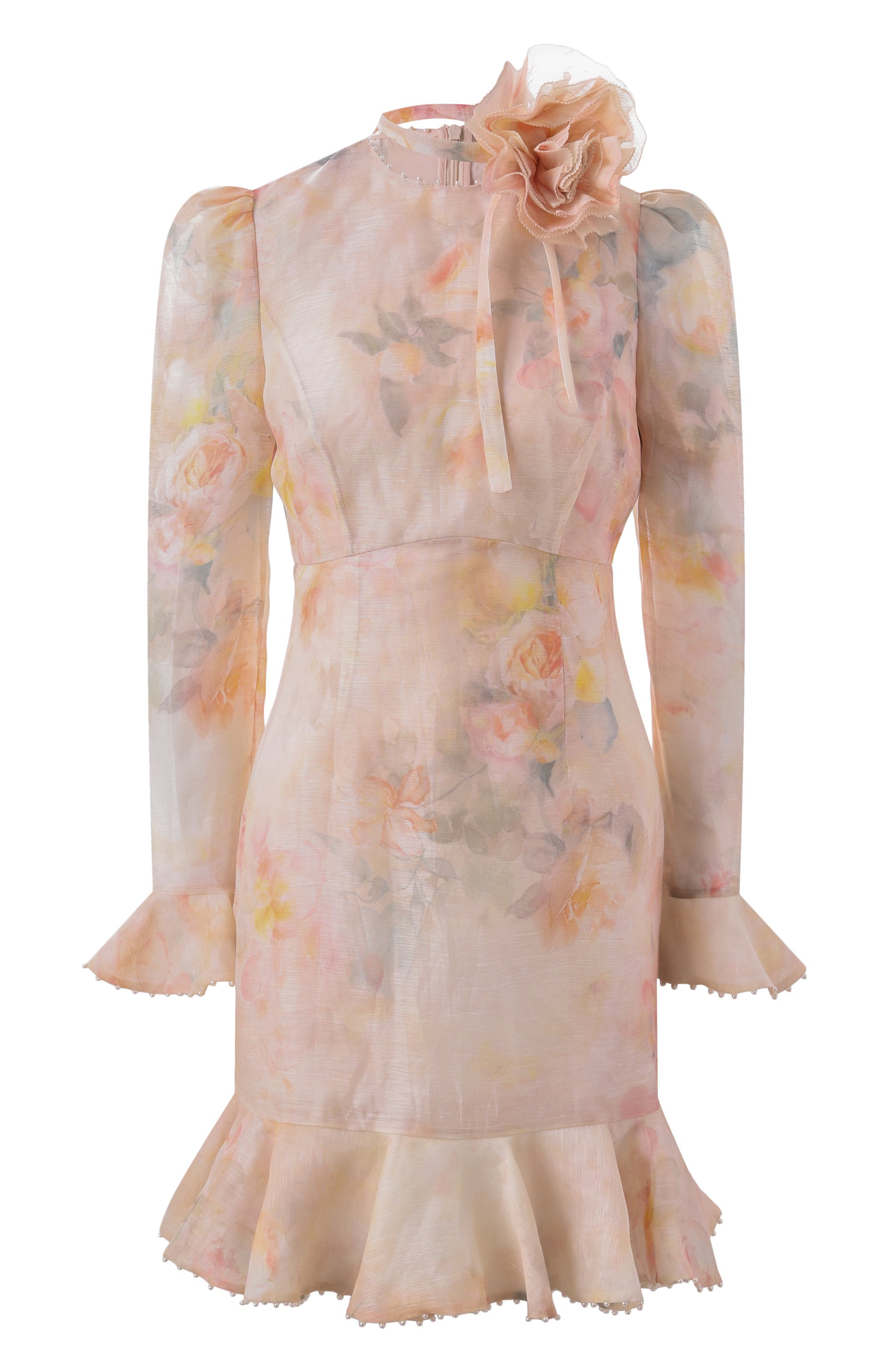 Платье изо льна и шелка ZIMMERMANN светло-розового цвета по цене 210000 руб., арт. 2338DR251, фото 1 Платье изо льна и шелка ZIMMERMANN, арт. 2338DR251, фото 1