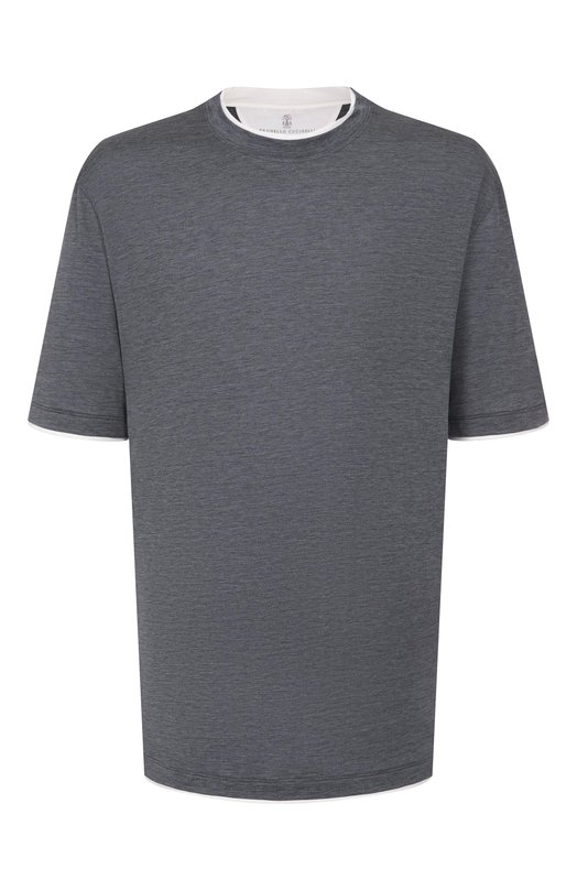 Футболка из шелка и хлопка Brunello Cucinelli MD8217427W Серый MD8217427W
