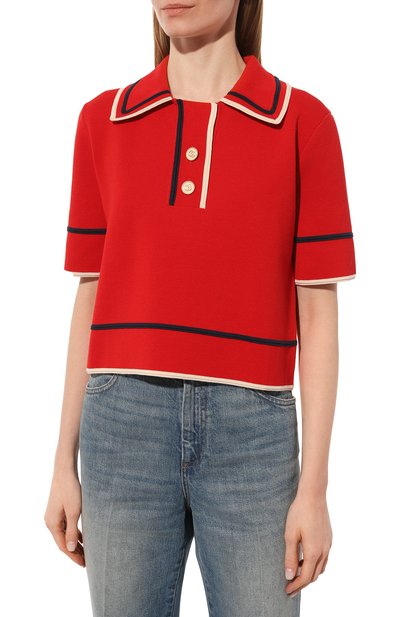 Поло из хлопка и шелка GUCCI, арт. 658364 XKBSK, фото 3
