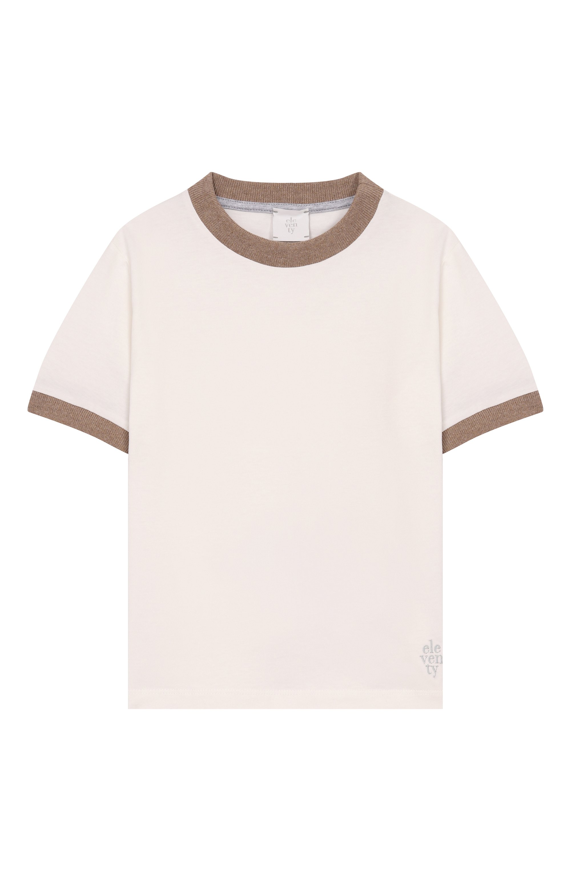 Хлопковая футболка ELEVENTY кремового цвета по цене 9755 руб., арт. EY8P41/Z3708_001, фото 1 Хлопковая футболка ELEVENTY, арт. EY8P41/Z3708_001, фото 1