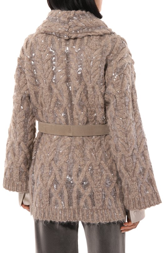 Шерстяной кардиган Brunello Cucinelli MDUR15206 Бежевый  MDUR15206 Фото 4