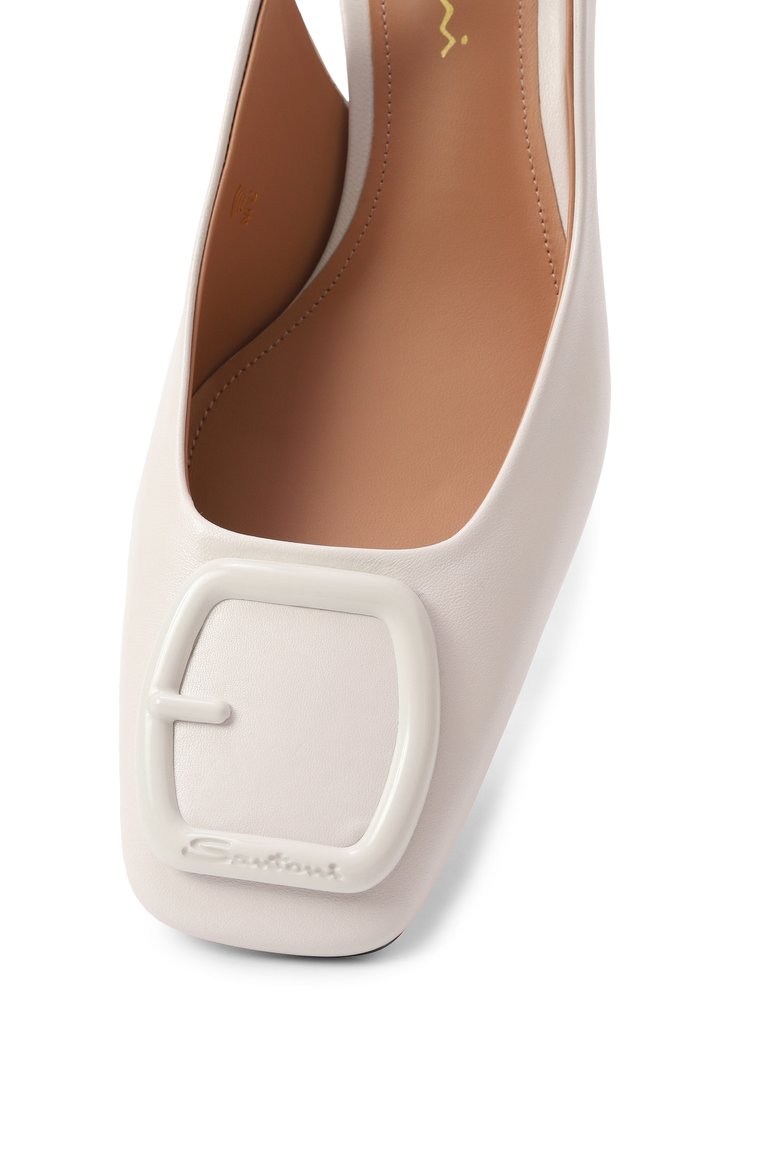 Женские кожаные туфли SANTONI белого цвета, арт. WDMG70342HA2NSZA | Фото 7 (Каблук высота: Средний; Материал внешний: Натуральная кожа; Драгоценные камни: Проставлено; Материал сплава: Проставлено; Подошва: Плоская; Материал внутренний: Натуральная кожа; Каблук тип: Устойчивый; Женское Кросс-КТ: Слингбэки)