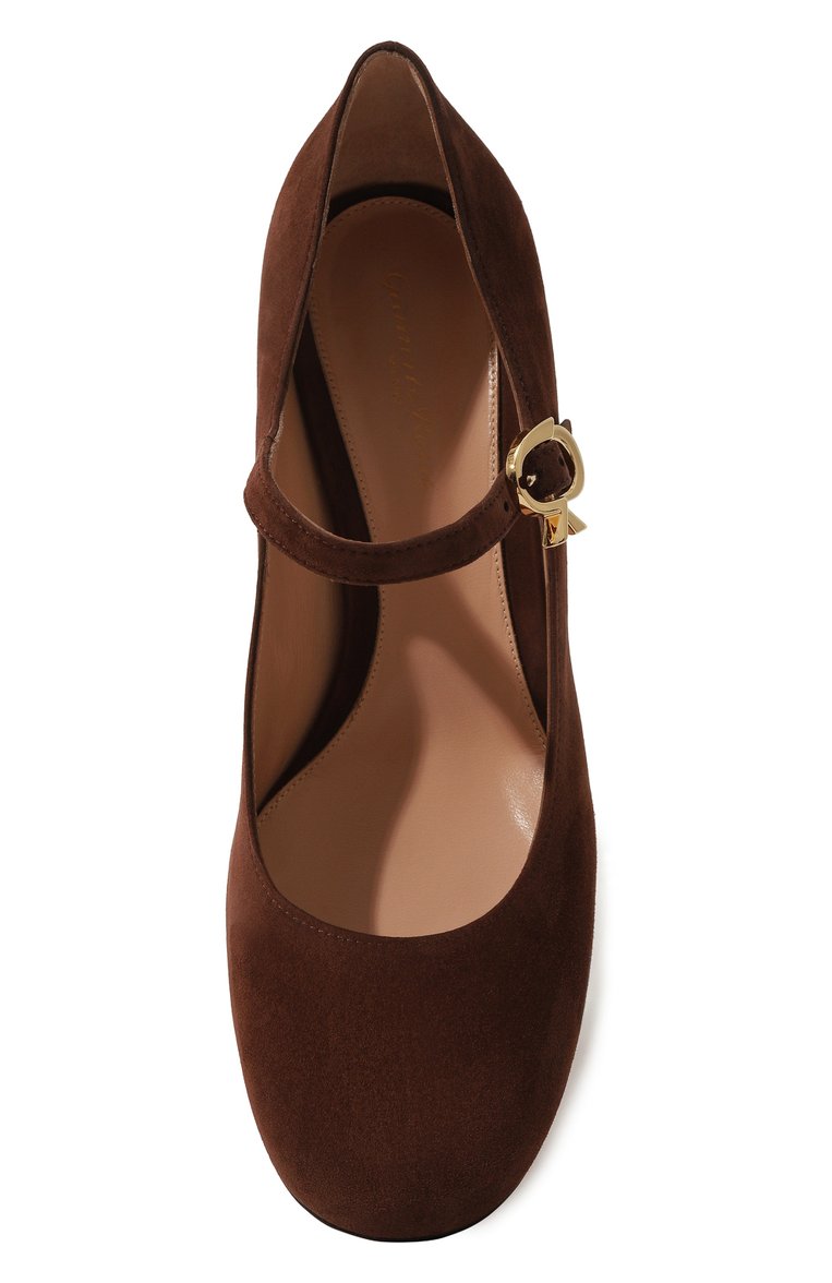 Женские замшевые туфли mary ribbon GIANVITO ROSSI коричневого цвета, арт. G22101.45RIC.CAMBR0W | Фото 6 (Материал сплава: Проставлено; Материал внутренний: Натуральная кожа; Каблук высота: Низкий; Драгоценные камни: Проставлено; Подошва: Плоская; Материал внешний: Замша, Натуральная кожа; Каблук тип: Устойчивый)