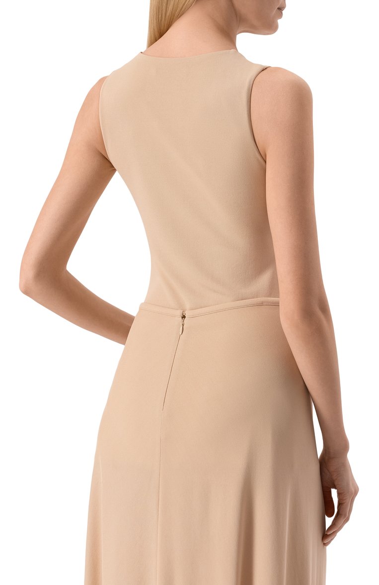 Женское боди из вискозы JIL SANDER бежевого цвета, арт. J04NC0001/J65016 | Фото 4 (Материал внешний: Вискоза; Женское Кросс-КТ: Боди-одежда; Рукава: Без рукавов; Стили: Кэжуэл; Автоматизация состава: Проставлено; Автоматизация ТО: Проставлено)