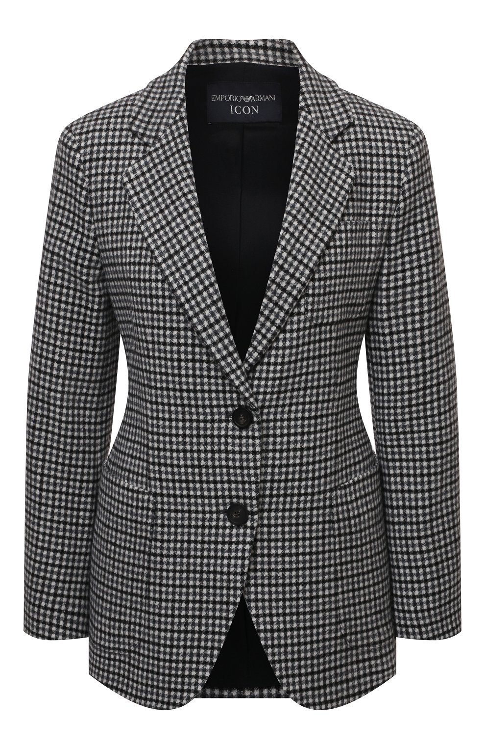 Шерстяной жакет EMPORIO ARMANI черно-белого цвета по цене 104500 руб., арт. BNG29T/B2121, фото 1 Шерстяной жакет EMPORIO ARMANI, арт. BNG29T/B2121, фото 1