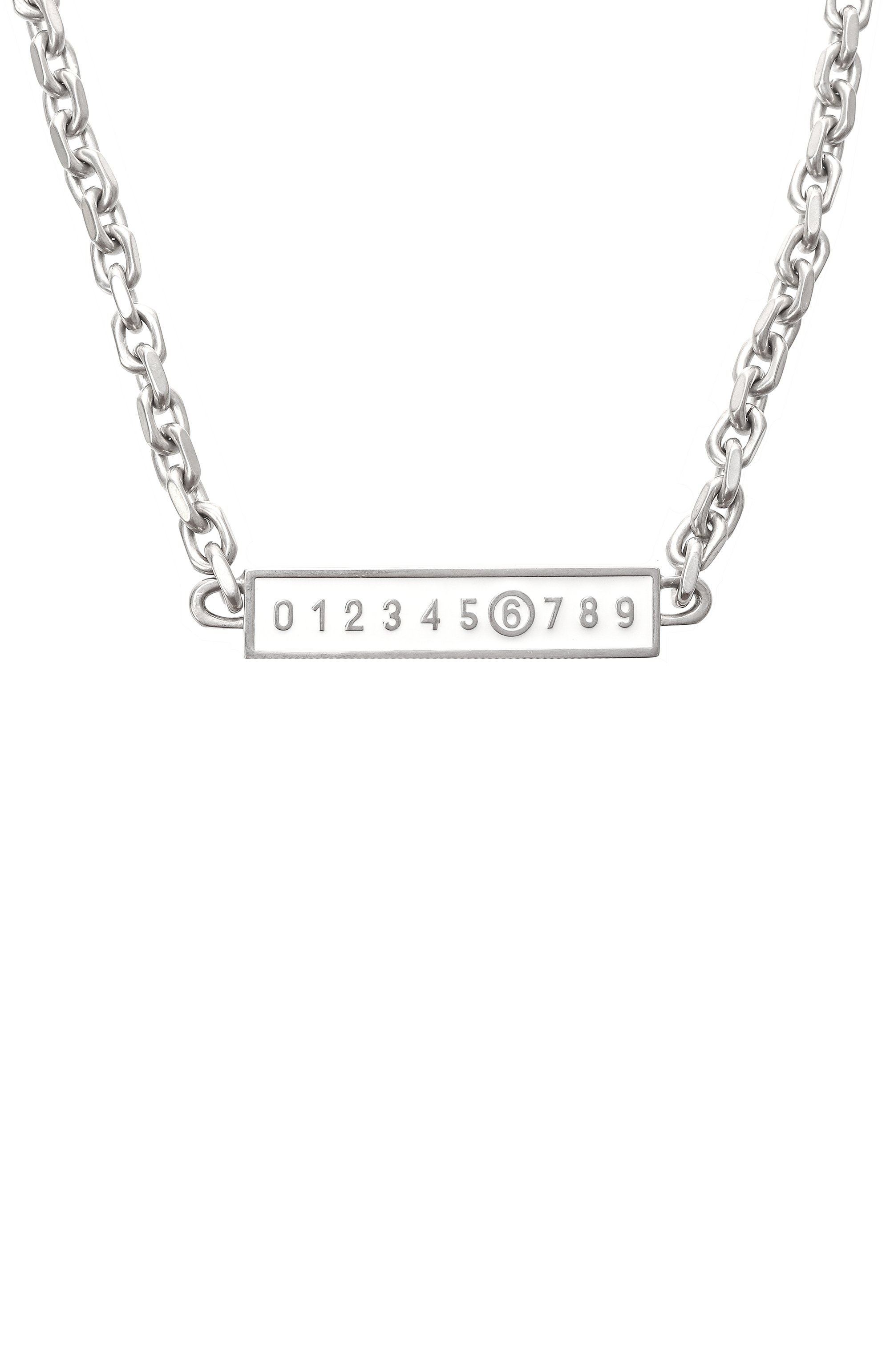 Колье MM6 серебряного цвета по цене 49950 руб., арт. SM6UU0068 P7211, фото 3 Колье MM6, арт. SM6UU0068 P7211, фото 3