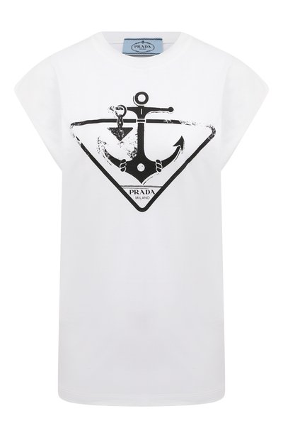 Женская хлопковая футболка PRADA, арт. 3556A-10M2-F0009-212