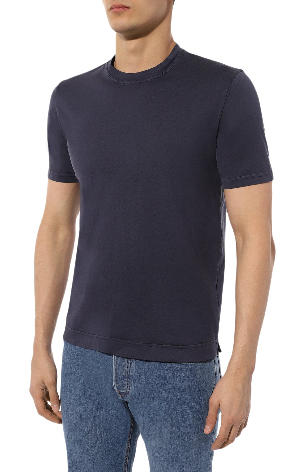 Хлопковая футболка FEDELI темно-синего цвета по цене 27450 руб., арт. 7UEF0103, фото 3 Хлопковая футболка FEDELI, арт. 7UEF0103, фото 3