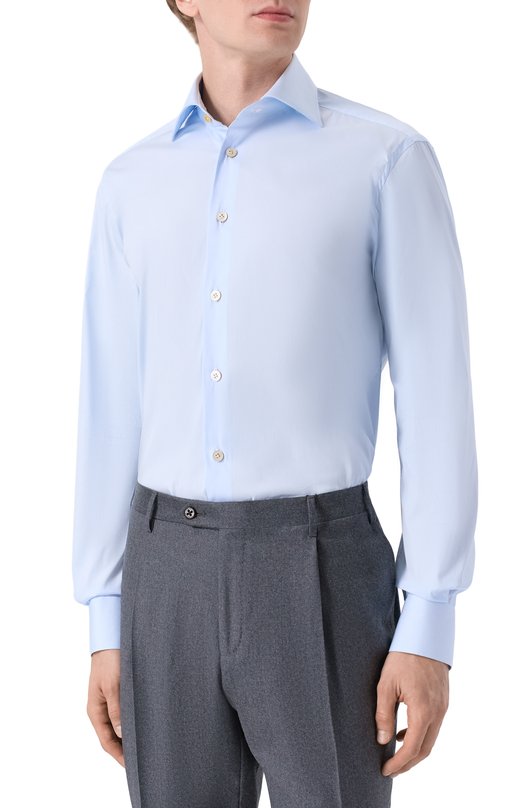 Хлопковая сорочка Kiton UCCH0943204 Голубой  UCCH0943204 Фото 3