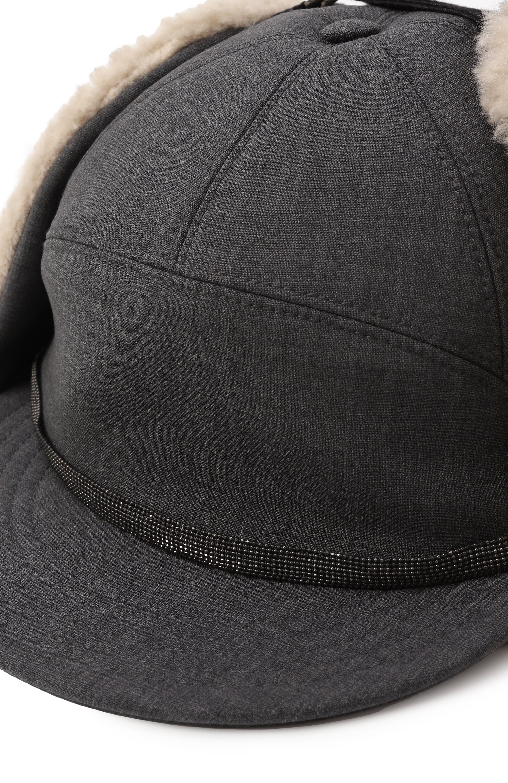 Шерстяная шапка-ушанка BRUNELLO CUCINELLI темно-серого цвета по цене 120500 руб., арт. MCAP90024, фото 4 Шерстяная шапка-ушанка BRUNELLO CUCINELLI, арт. MCAP90024, фото 4