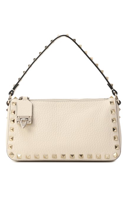 Женская сумка rockstud VALENTINO кремового цвета, арт. ZW2B0J47/VSF | Фото 1 (Материал: Натуральная кожа; Ремень/цепочка: На ремешке; Размер: mini; Автоматизация состава: Проставлено; Автоматизация ТО: Проставлено)