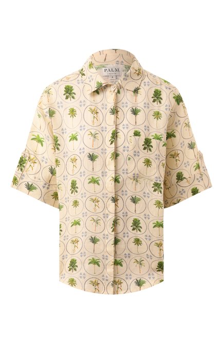 Женская льняная рубашка PALM NOOSA кремвого цвета, арт. MIRAGE SHIRT | Фото 1 (Драгоценные камни: Проставлено; Материал внешний: Лен; Рукава: 3/4; Длина (для топов): Стандартные; Материал сплава: Проставлено)