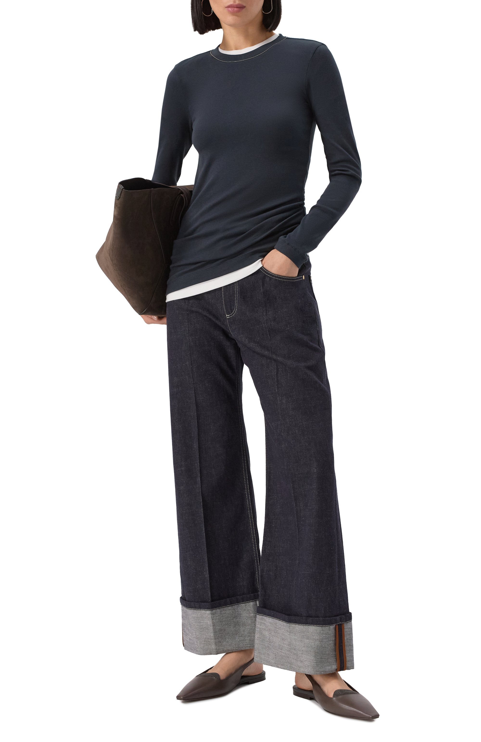 Хлопковый лонгслив BRUNELLO CUCINELLI, арт. MPTC8BJ300, фото 2