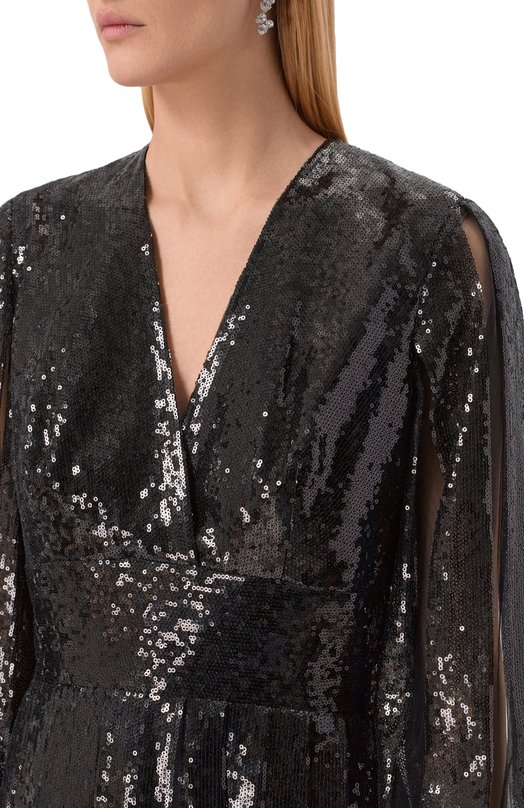 Платье с отделкой пайетками Elie Saab D0881NF25/PA011 Чёрный  D0881NF25/PA011 Фото 4