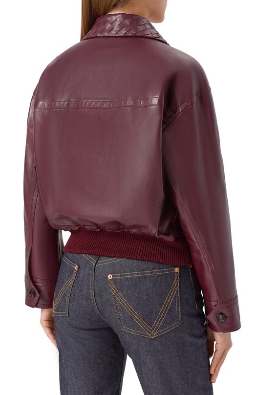 Кожаный бомбер Bottega Veneta 832893/V5BX0 Бордовый  832893/V5BX0 Фото 4