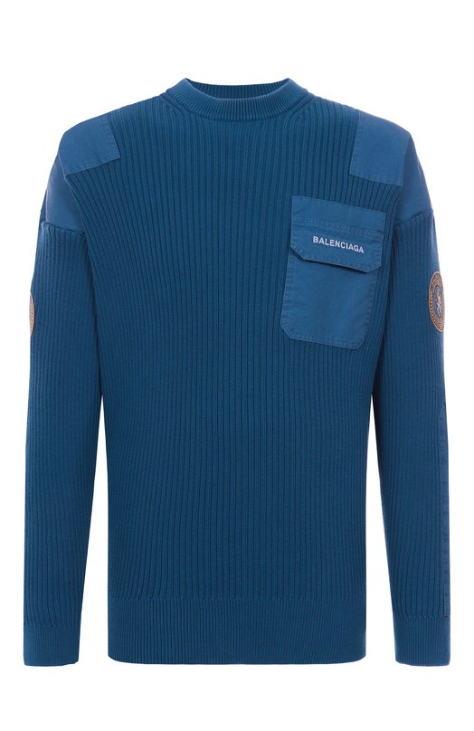 Хлопковый свитер Balenciaga 833238/T3386 Синий 833238/T3386