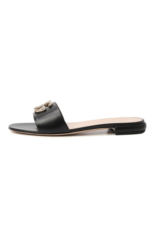 Кожаные шлепанцы Double G Gucci 816673/C9D00 Чёрный  816673/C9D00 Фото 4