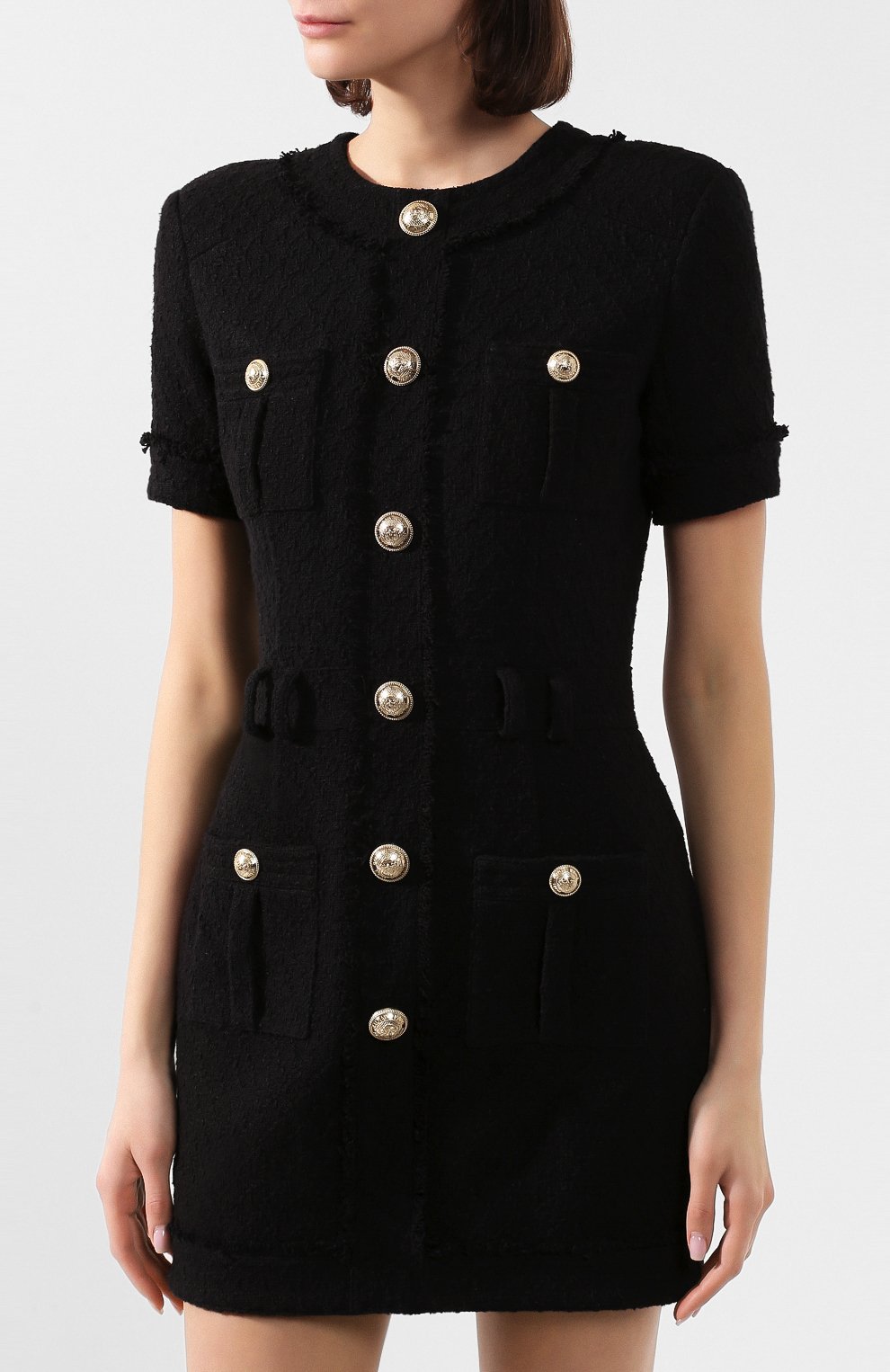 Хлопковое платье BALMAIN черного цвета по цене 178500 руб., арт. TF16127/C222, фото 3 Хлопковое платье BALMAIN, арт. TF16127/C222, фото 3