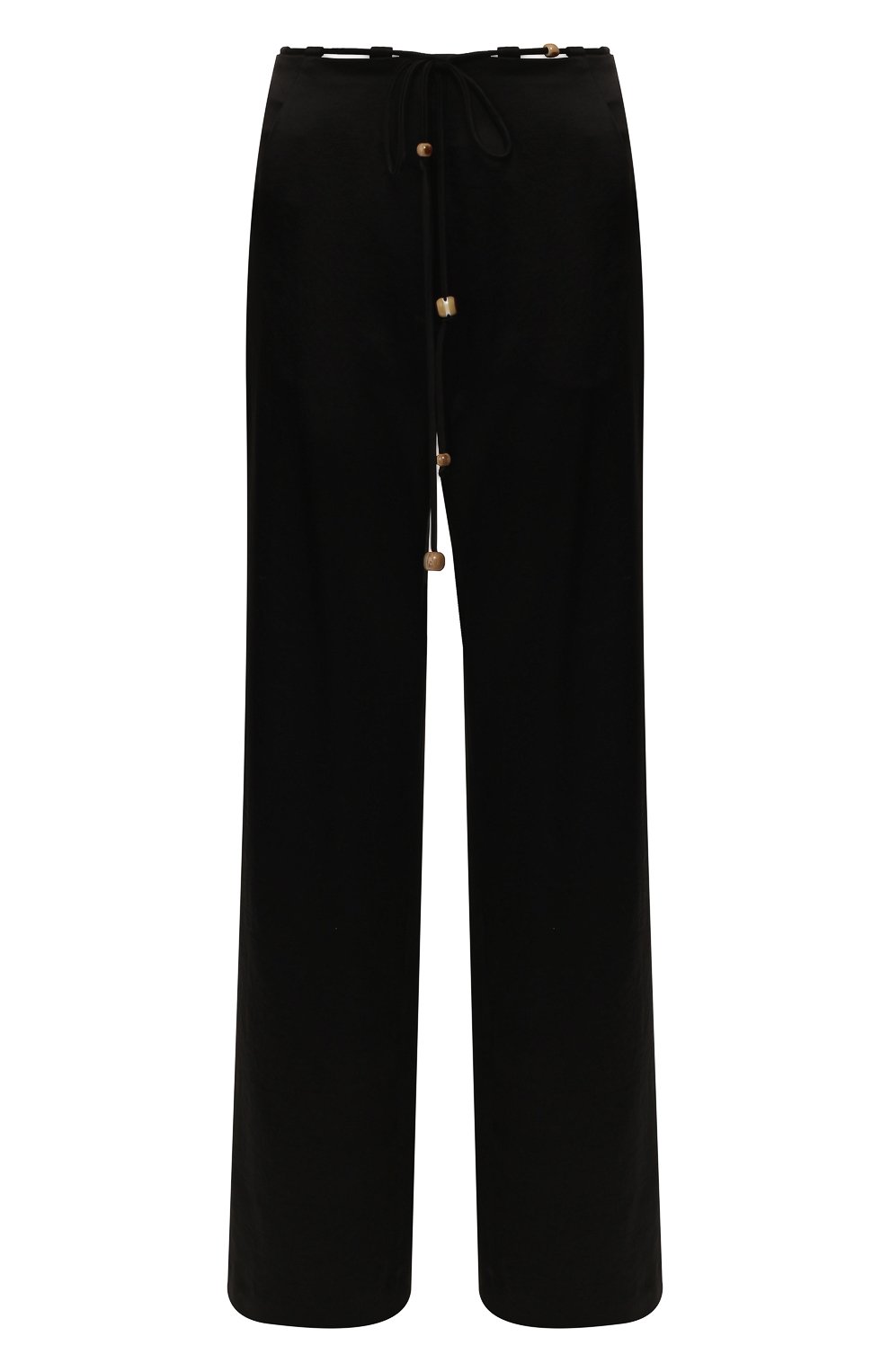Брюки NANUSHKA черного цвета по цене 53350 руб., арт. FLAX_BLACK_WASHED SATIN, фото 1 Брюки NANUSHKA, арт. FLAX_BLACK_WASHED SATIN, фото 1